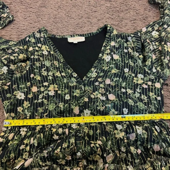 Rococo Sand x Revolve Flora High Low Maxi Dress Green Black Gold Floral M - Picture 14 of 14